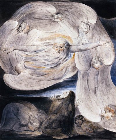 Giobbe confessa la sua presunzione a Dio che risponde dal turbine da William Blake